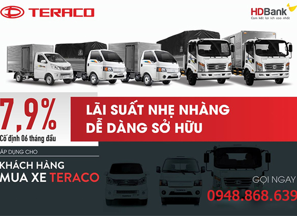 Cơ hội sở hữu xe tải Teraco với chương trình vay ưu đãi